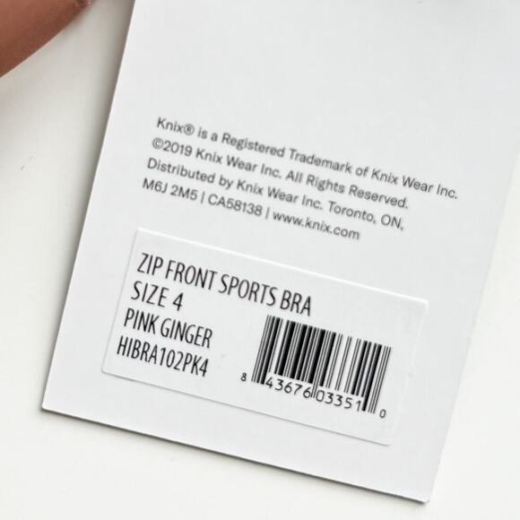 NWT Knix Catalyst Front Zip Sports Bra Size 4 Pink Ginger - Picture 9 of 10